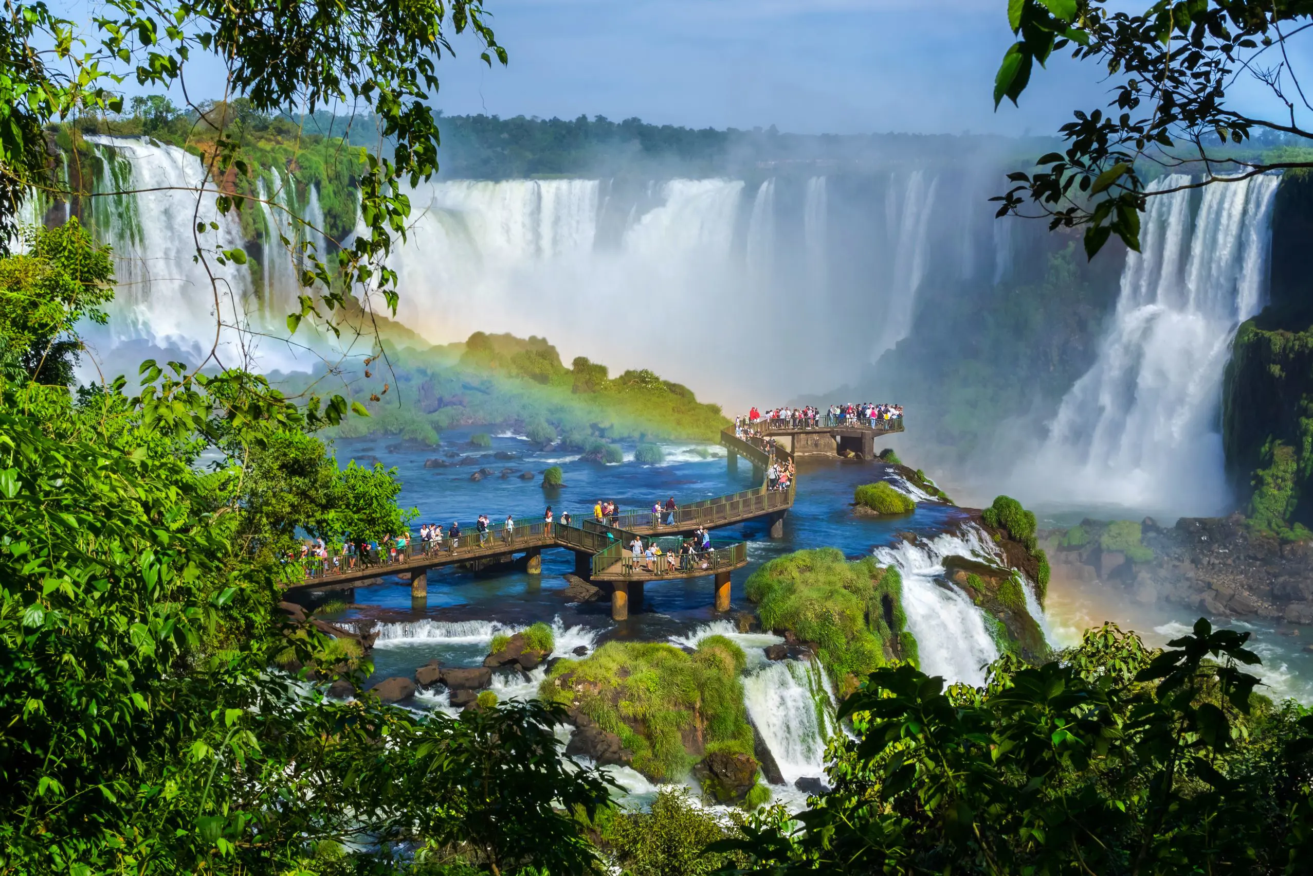 A panoramic view of Iguazu Falls in Argentina