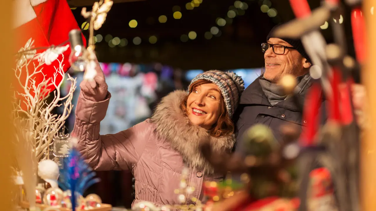  Couple browsing at a Christmas market