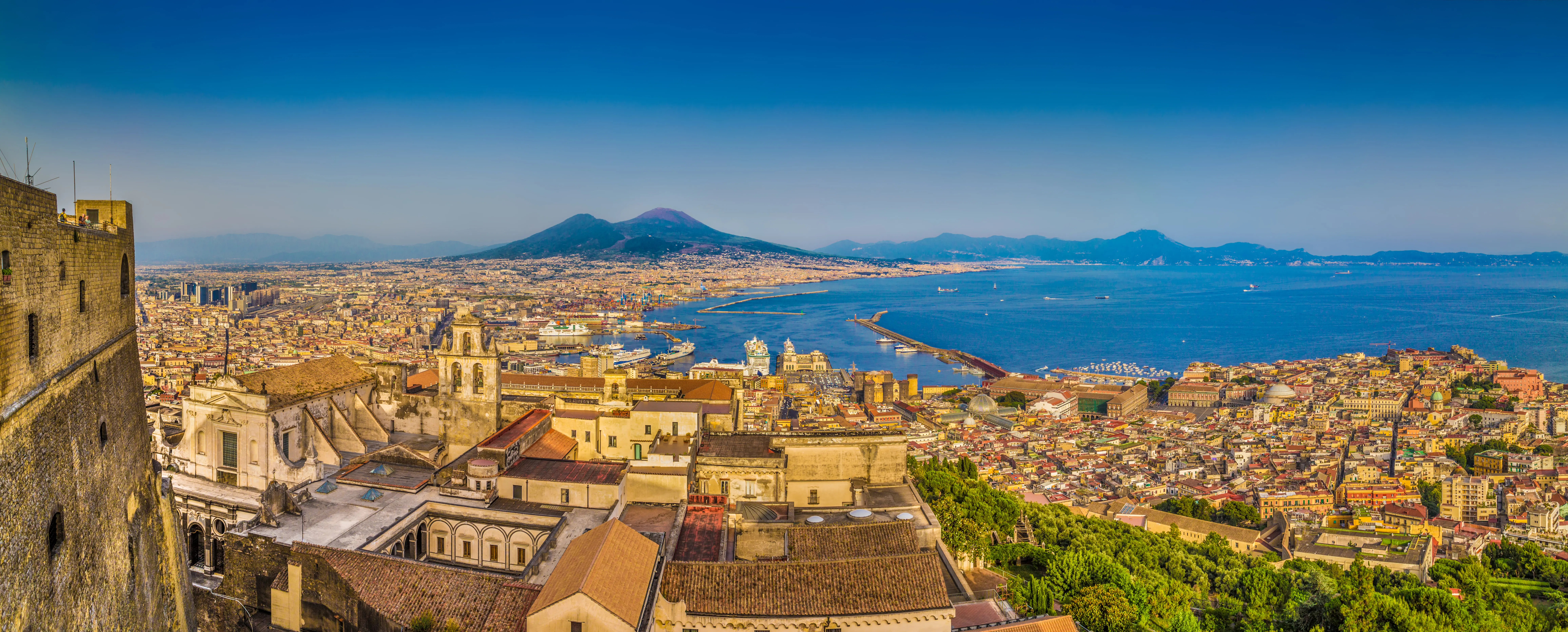 Naples and Mount Vesuvius in the distance
