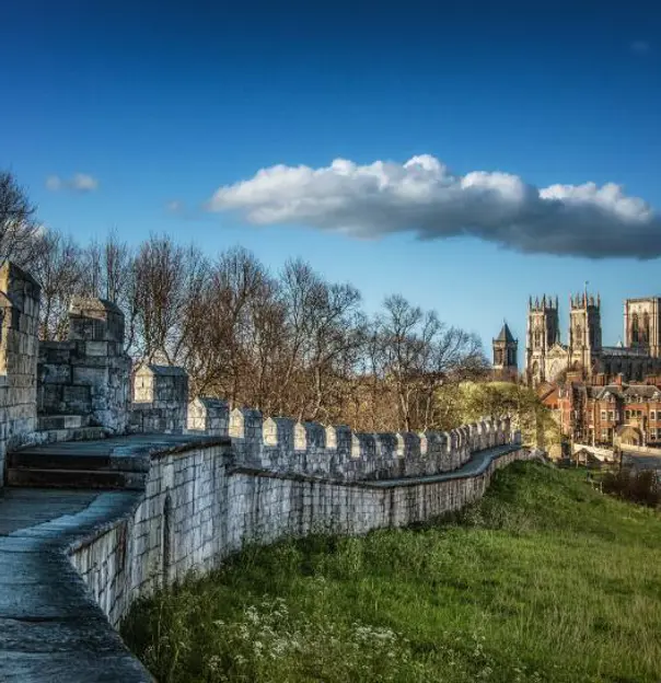 York wall and Minster, York