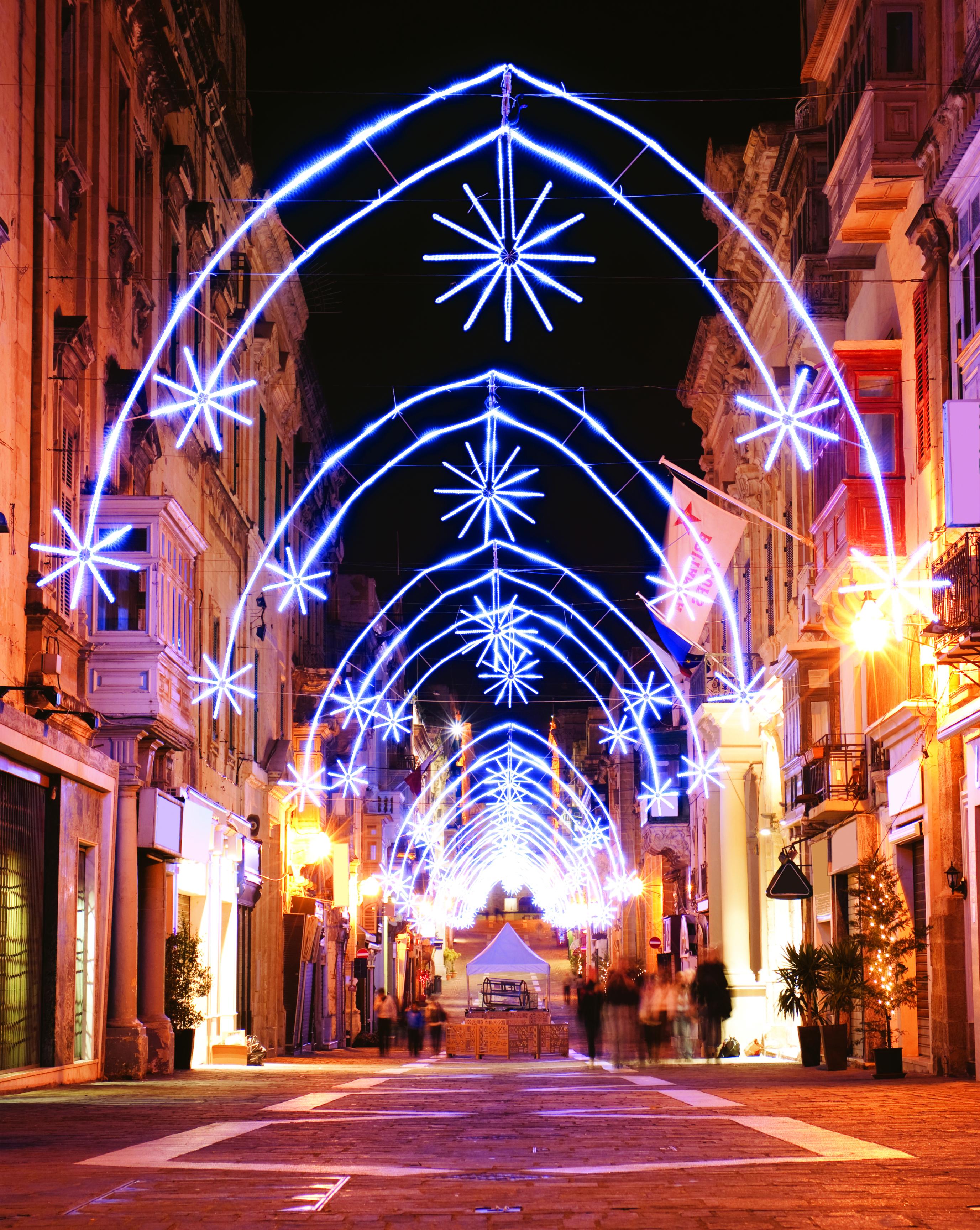 Sh 90102493 Merchant's Street with Christmas Decorations, Valletta, Malta