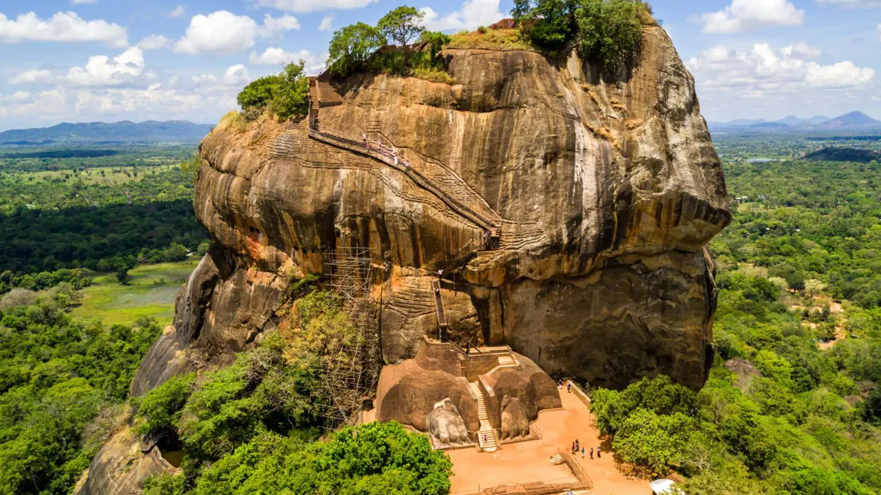 View of steps up Sigiriya Rock Fortress