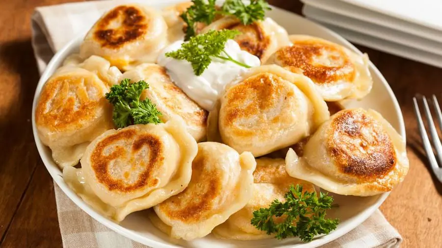 Gettyimages 486978329 Homemade Polish Pierogis With Sour Cream