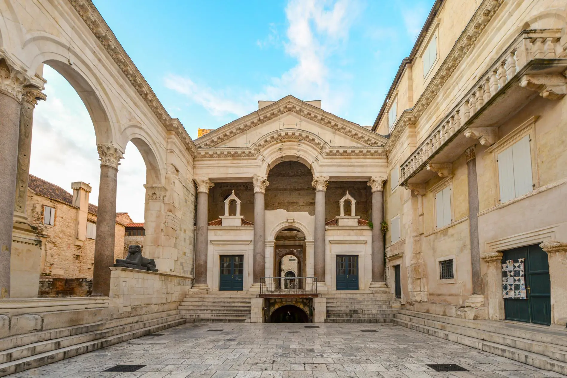 The interior peristyle of the ancient Diocletian's Palace in the old town area of Split, Croatia