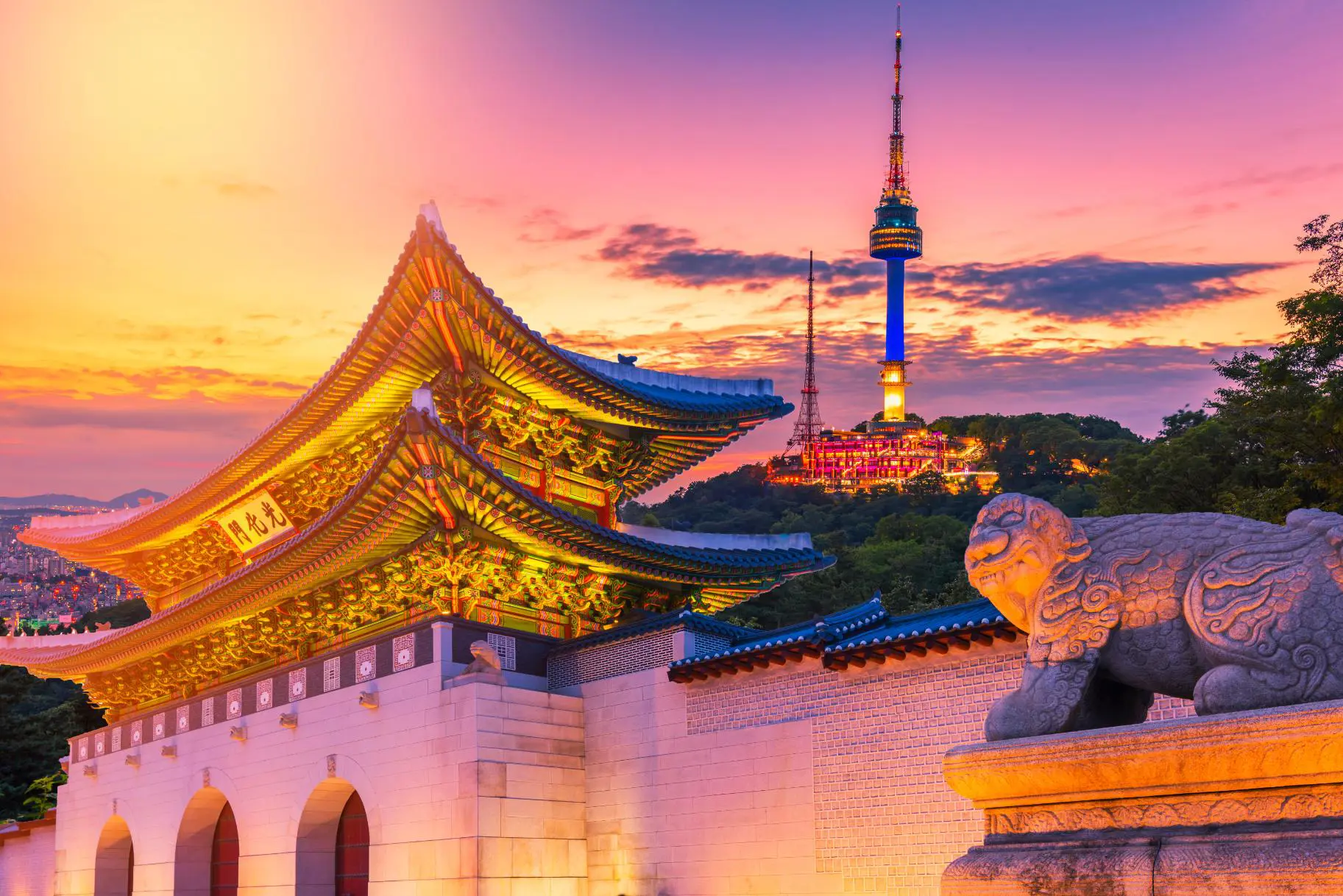 Gyeongbokgung And Seoul Tower, South Korea