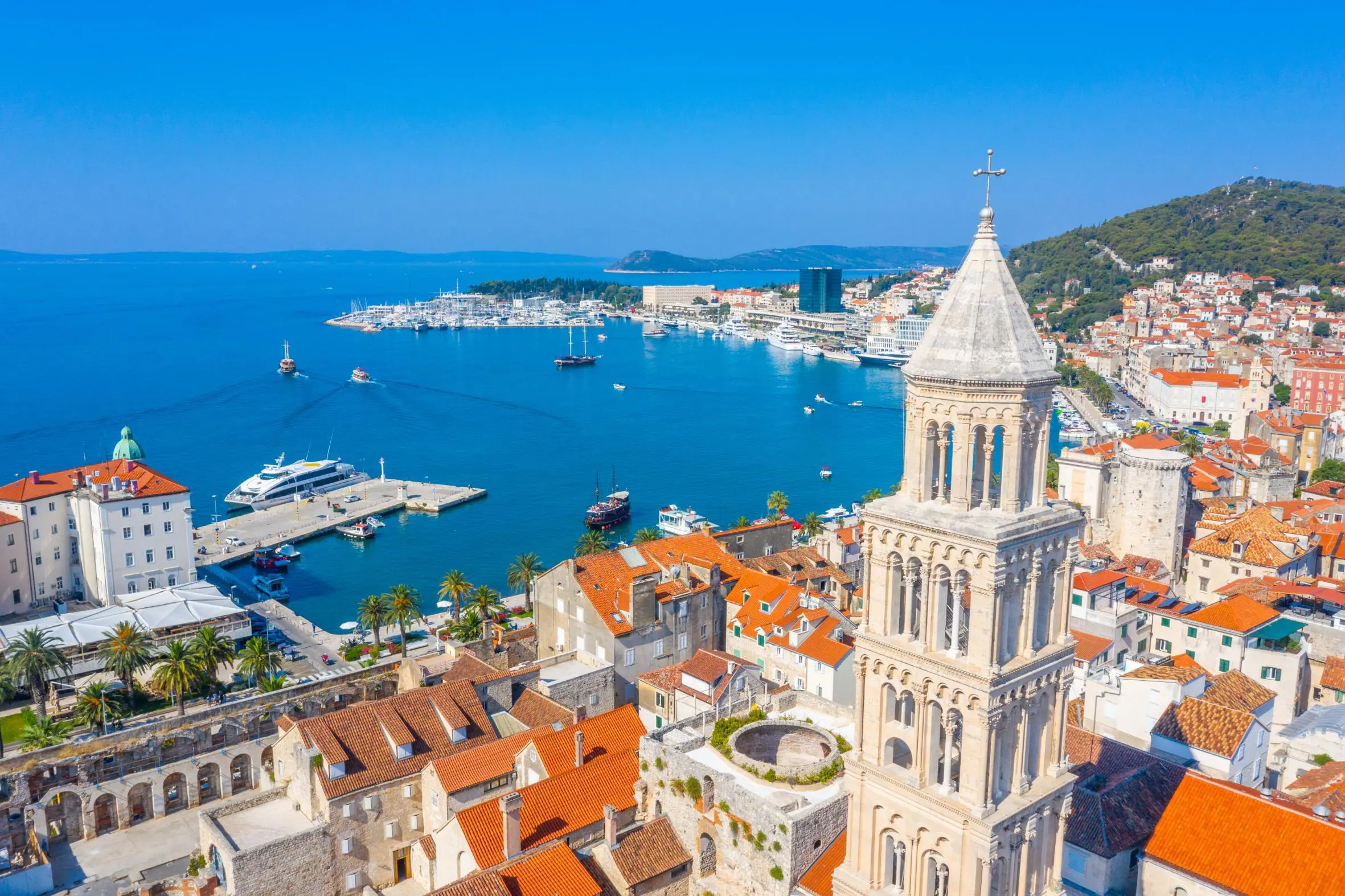 Aerial view of Split, Croatia and the Adriatic sea