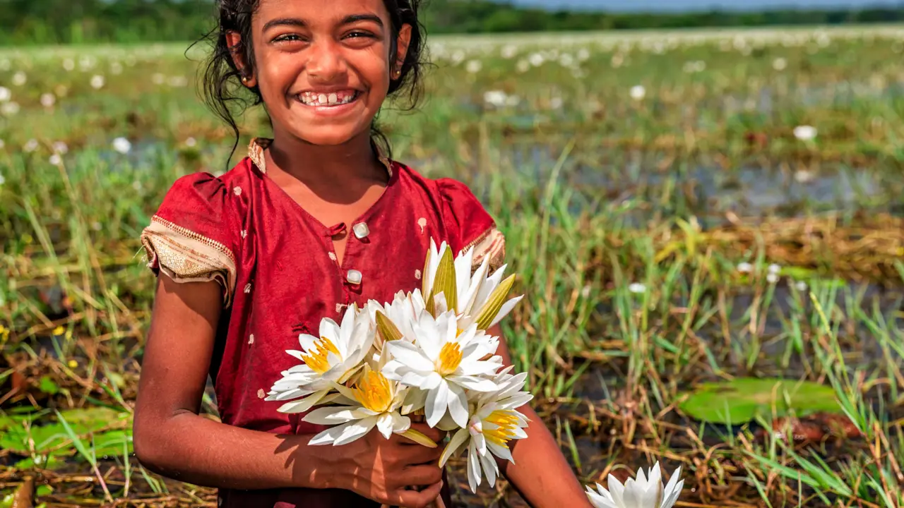 Sri Lankan girl holding flowers