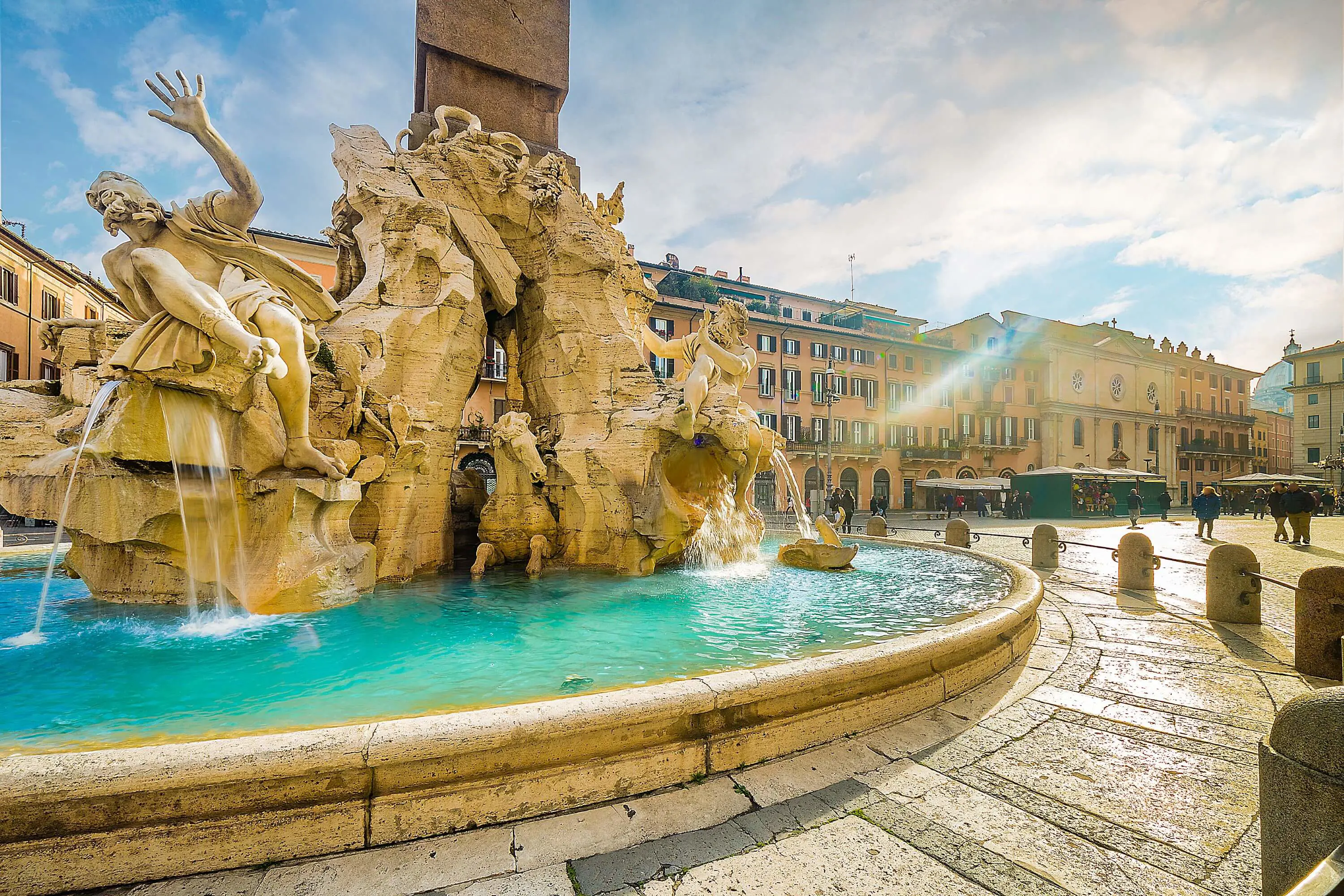 Fountain with satues on Piazza Navona, Rome