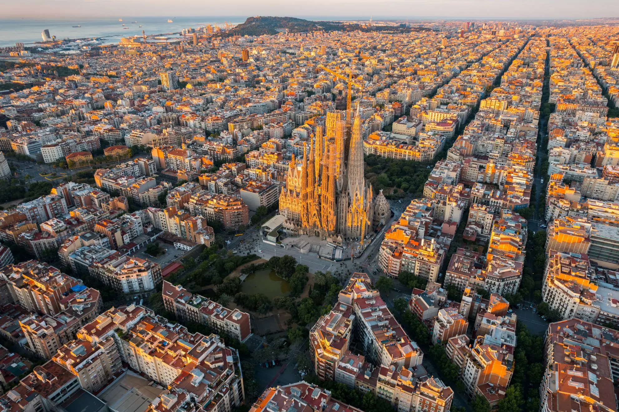 Shutterstock 2163476643 Aerial View Of Barcelona Sagrada Familia Cathedral, Spain