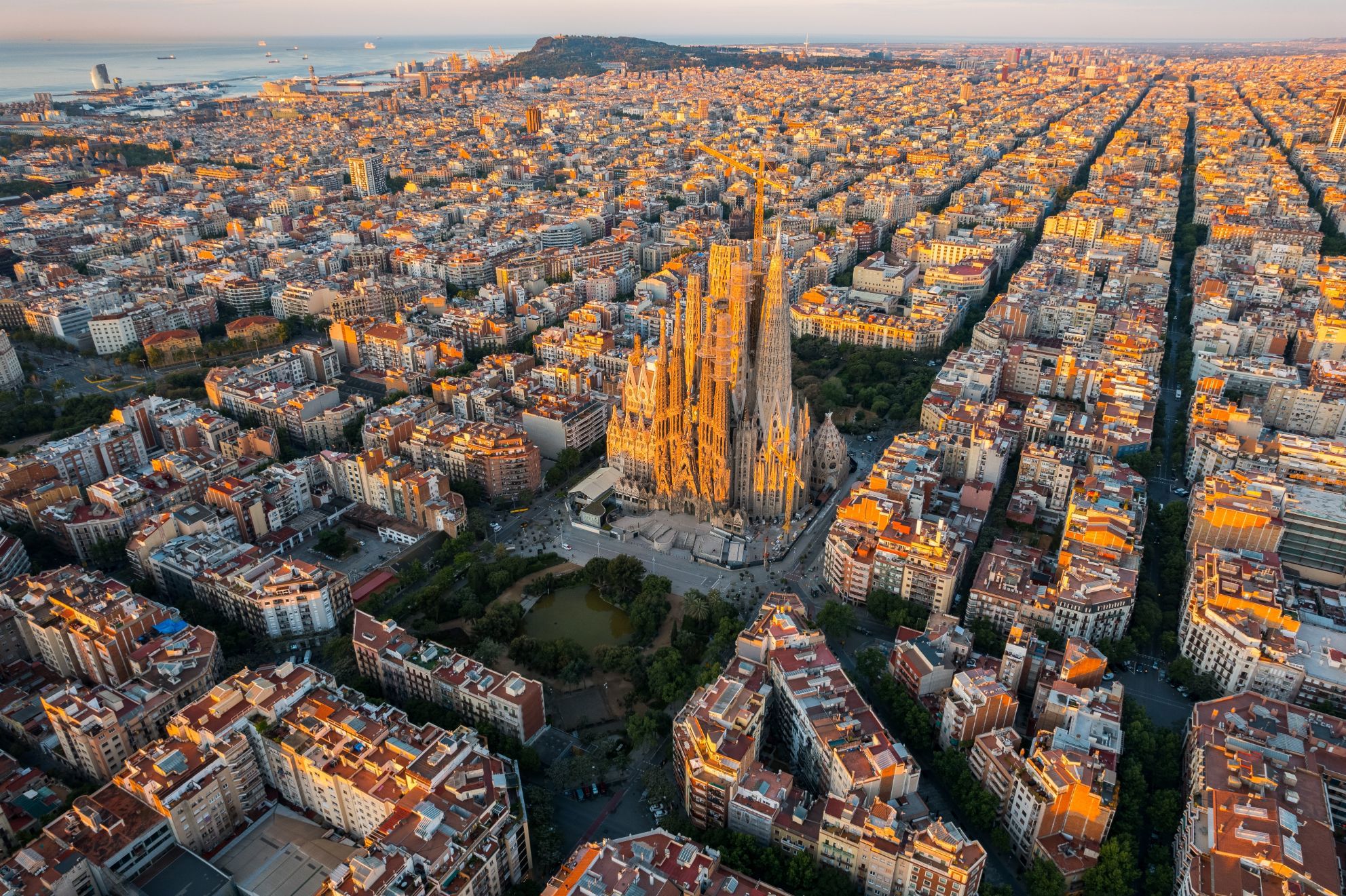 Aerial view of Barcelona and the Sagrada Família