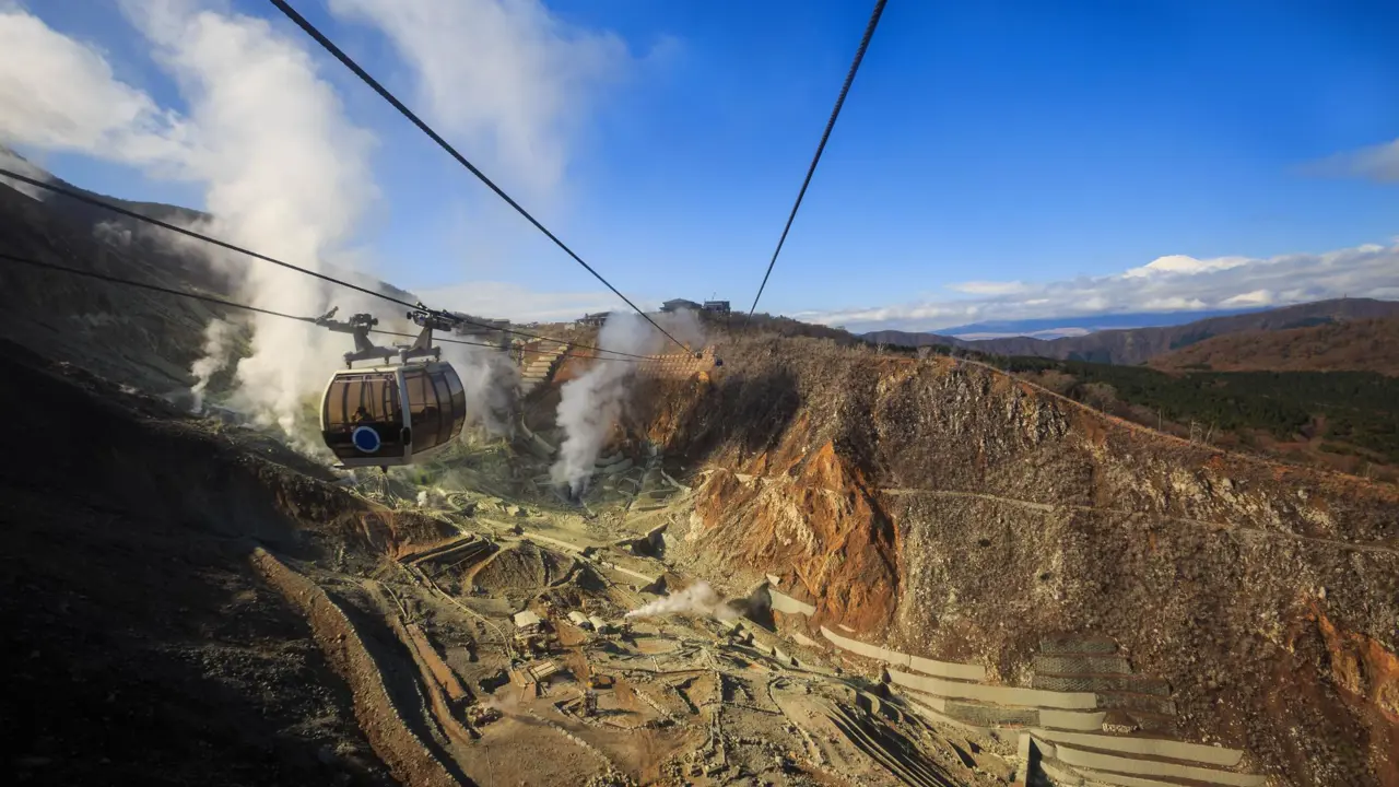 Hakone Ropeway at Owakudani Volcanic Valley, Japan