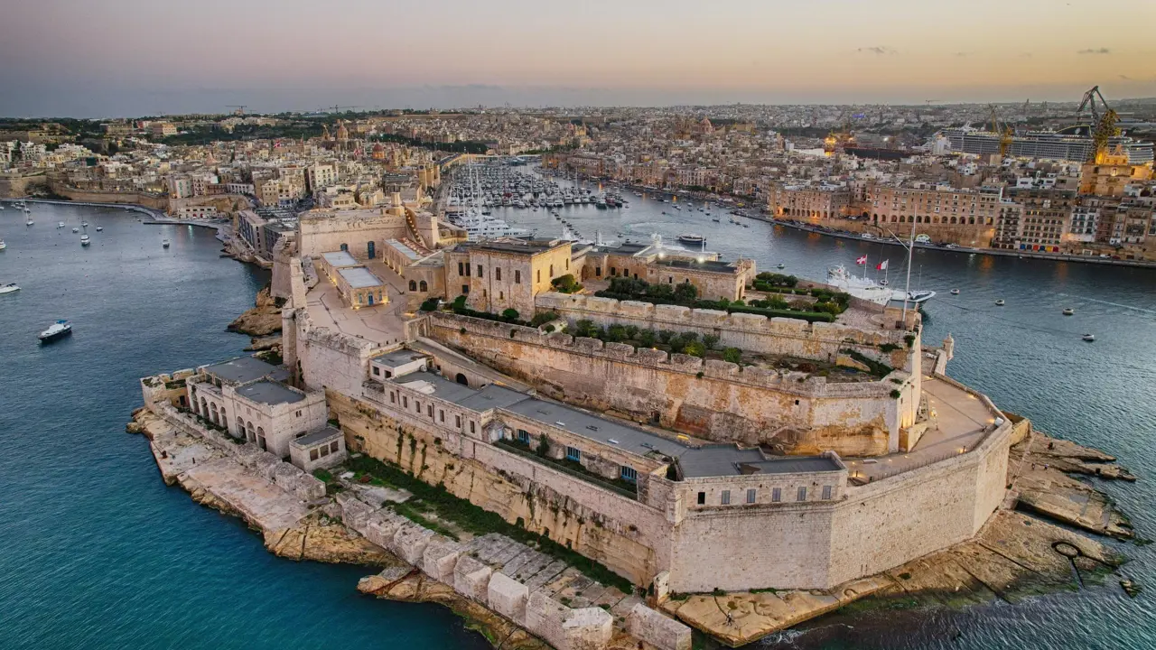 Aerial view of Birgu, also known as Città Vittorios
