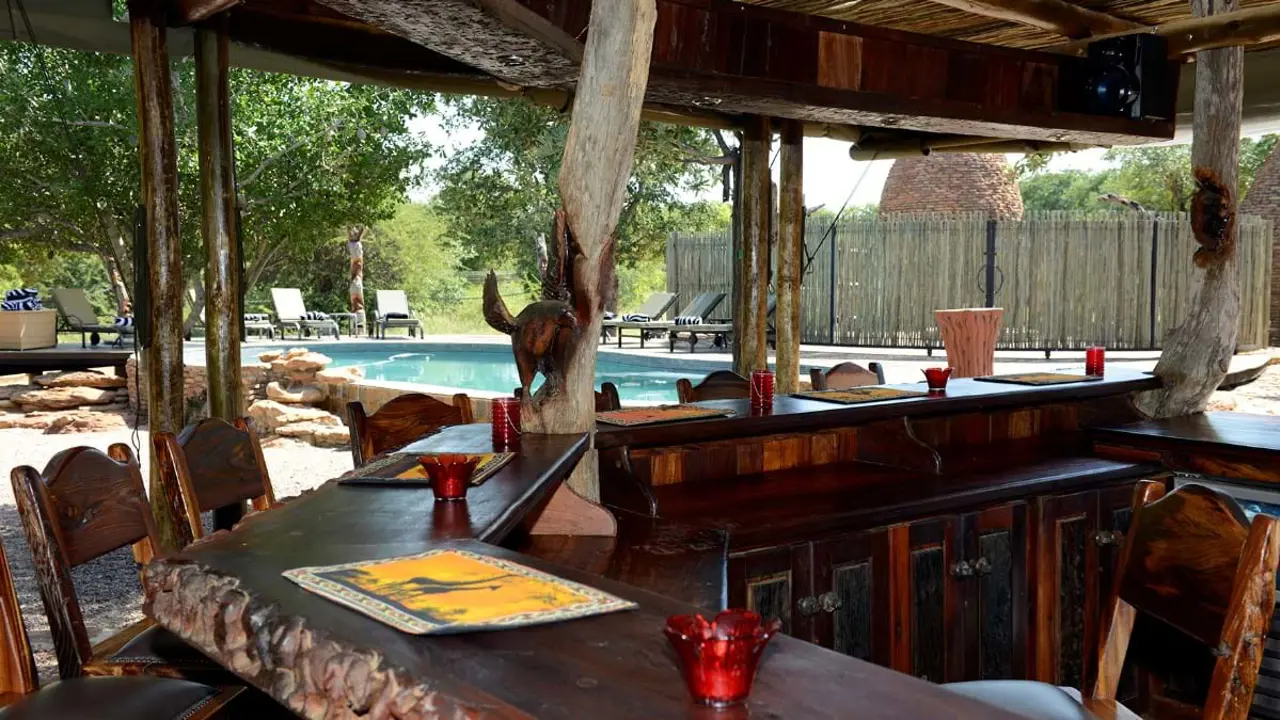Sebatana Elephant Lodge, pool view from the bar