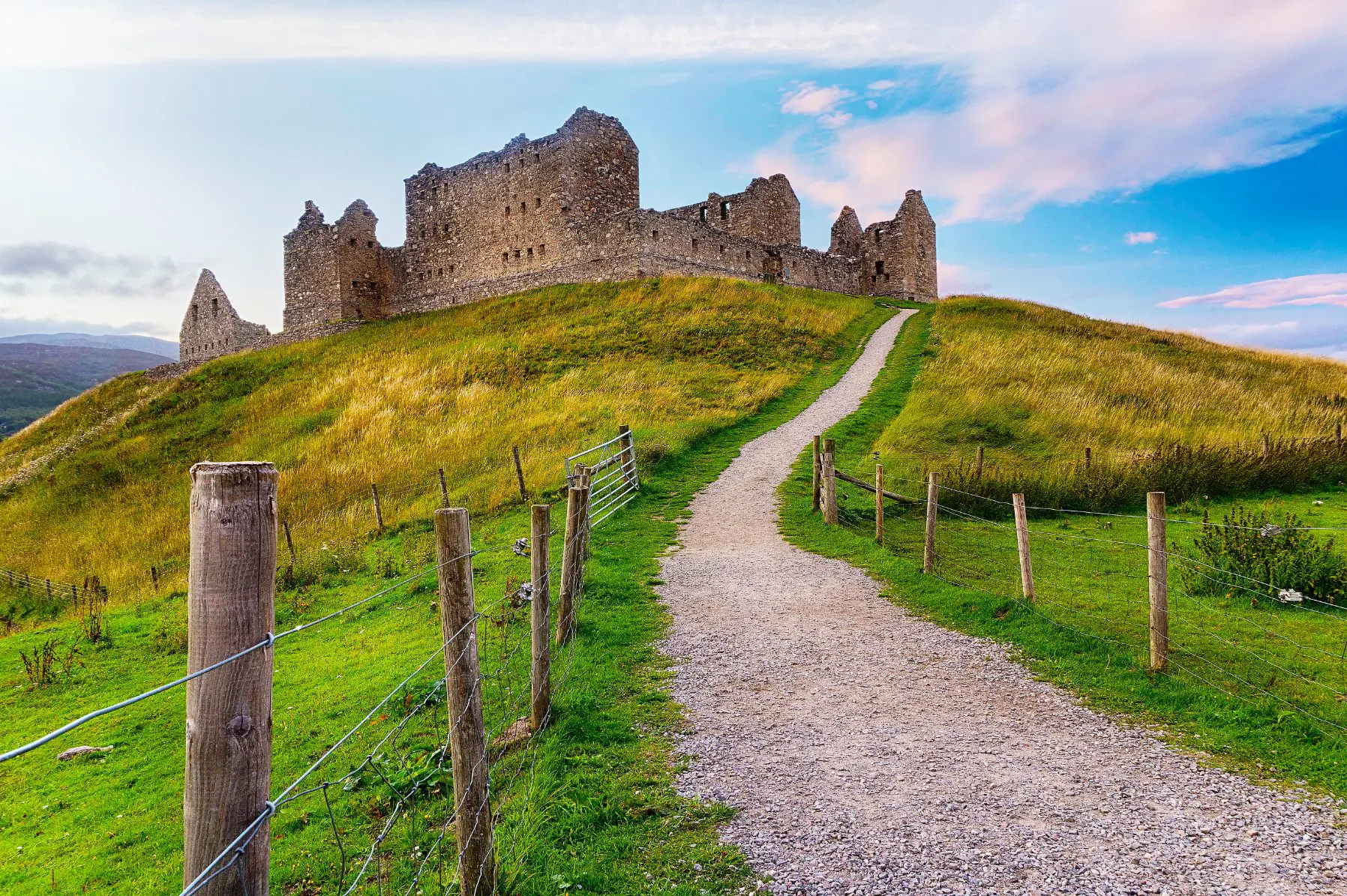Ruthven Barracks and the path leading up to it  