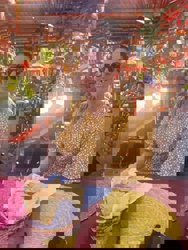 Laura enjoys a classic SoCal treat