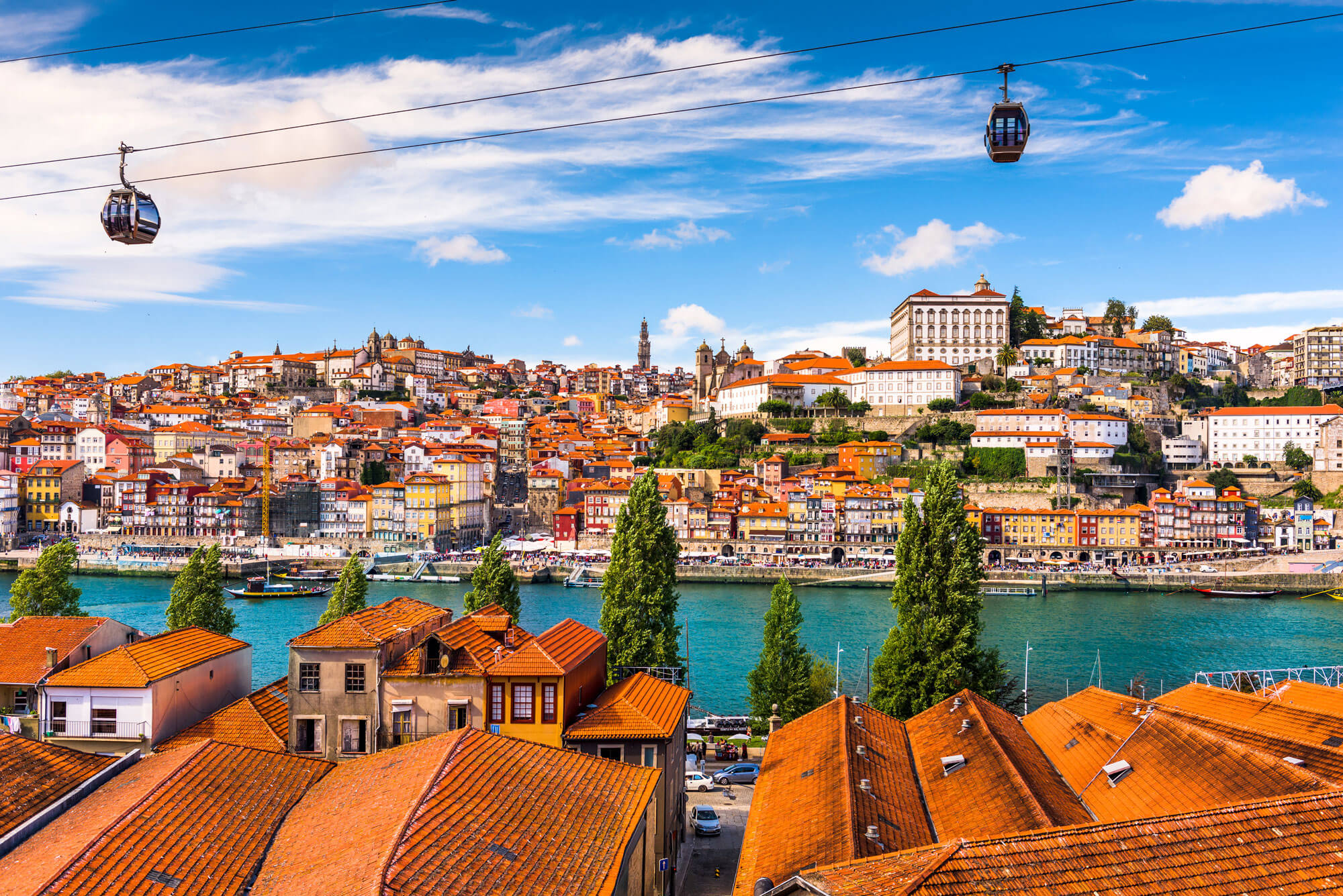 The Gaia cable car over the Douro river in Porto, Portugal
