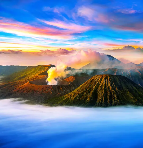 Aerial view of Mount Bromo Volcano,  Bromo Tengger Semeru National Park, Java