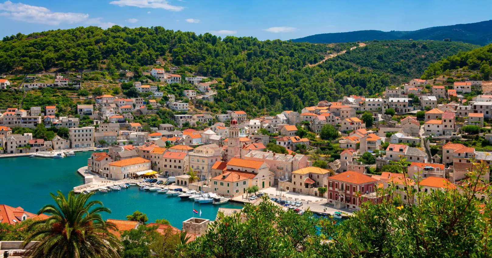 Pučišća village panorama on Brač Island, Croatia