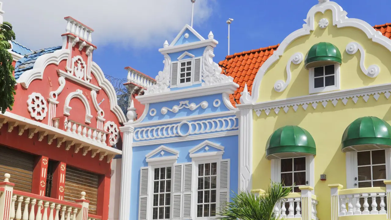 Colourful Dutch architecture in Oranjestad, Aruba