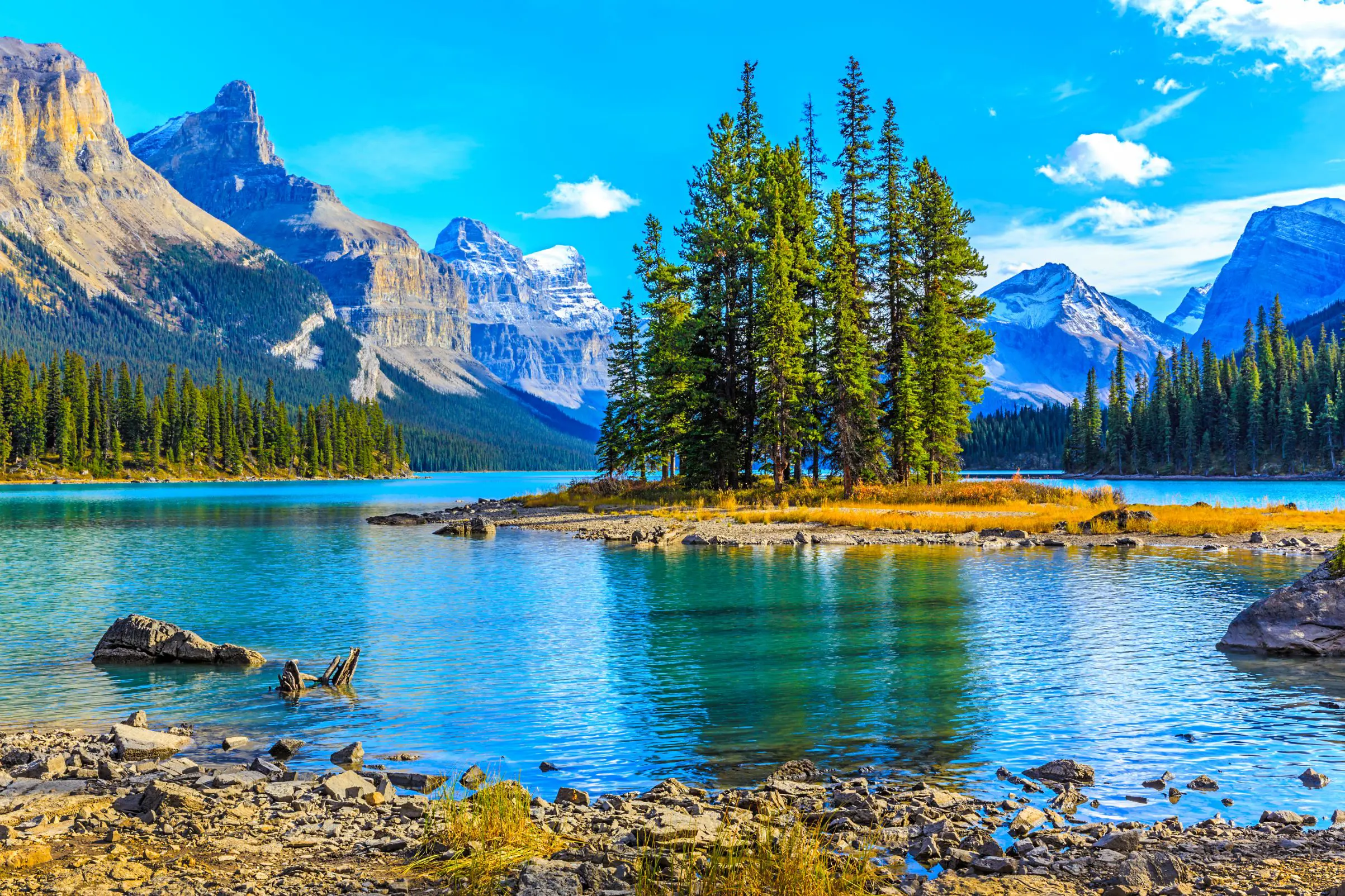 Spirit Island In Maligne Lake, Jasper National Park, Alberta, Canada