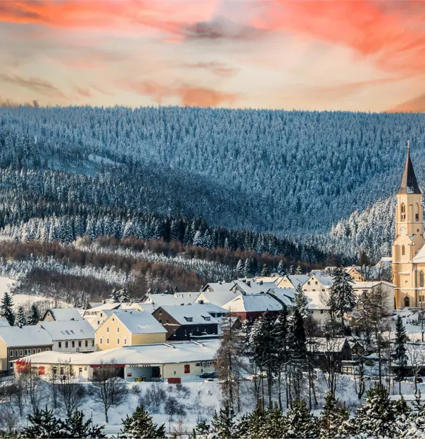 View of Oberwiesenthal in winter