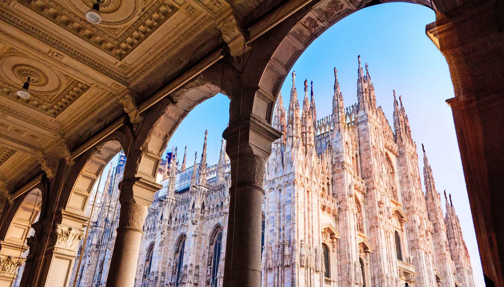 View of Duomo Cathedral through archways 