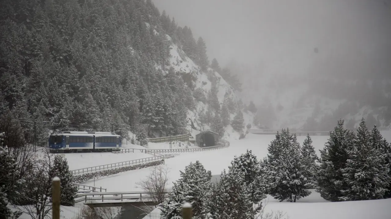 Mountain view of the Nuria Valley Rack Railway