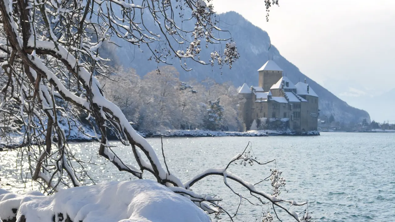 Château Chillon, Montreux in winter