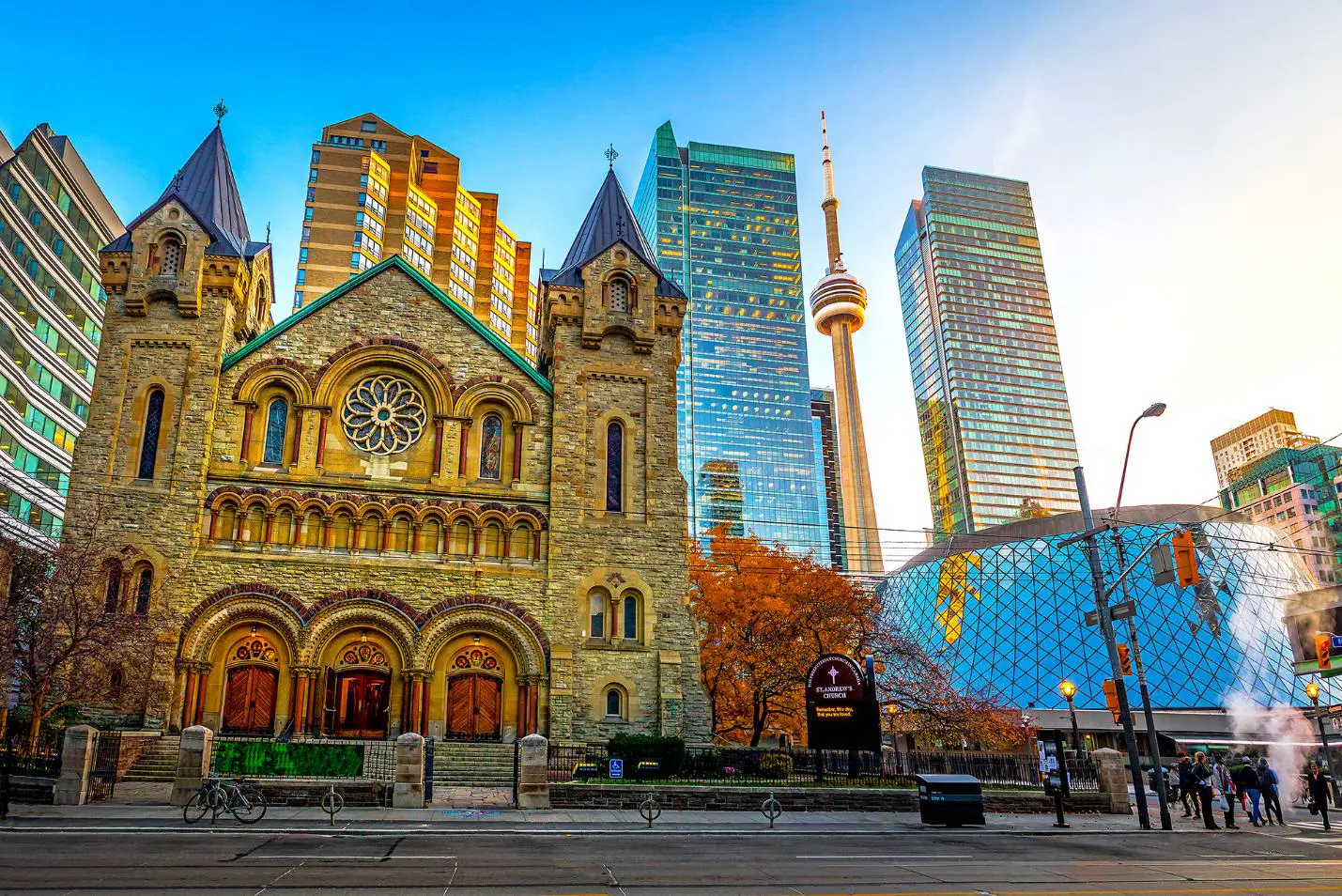 St Andrew's Church and CN Tower, Toronto
