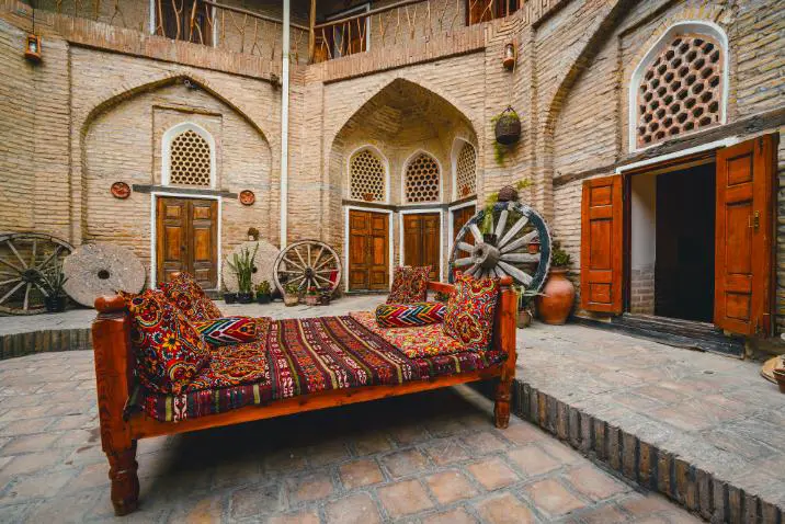 Courtyard Of A Medieval Caravanserai In Bukhara, Uzbekistan