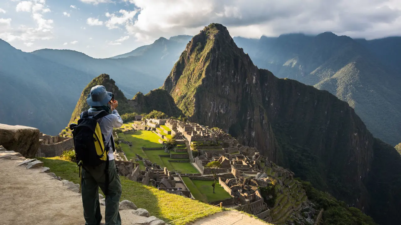 Hiker Snapping Machu Picchu