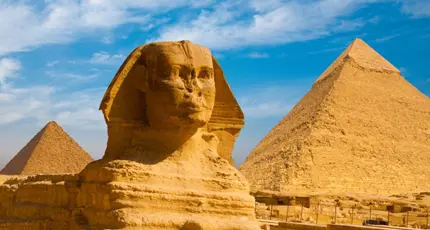 Great Sphinx Including Pyramids Of Giza Egypt