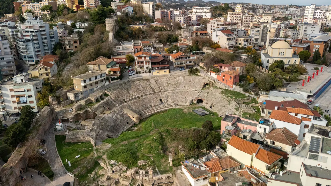 Aerial view of Durrës Roman Amphitheatre