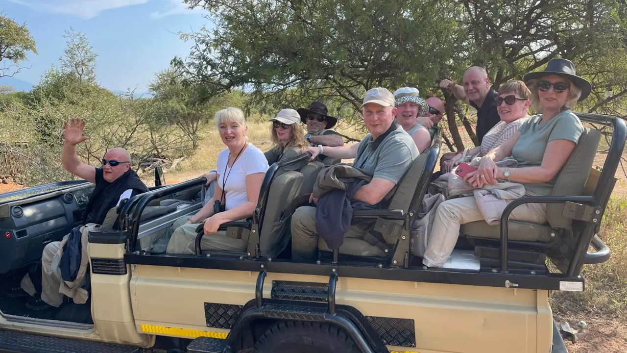 Group of guests on a game drive in Kruger National Park